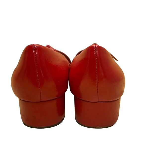 Lazio Collezione Women’s Red Leather Bow Slip-On Jade Wedge Pumps Size 7.5M - Picture 7 of 9